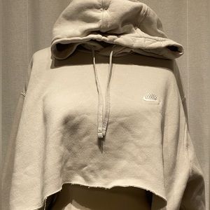 Nike Light Grey Cropped Hoodie